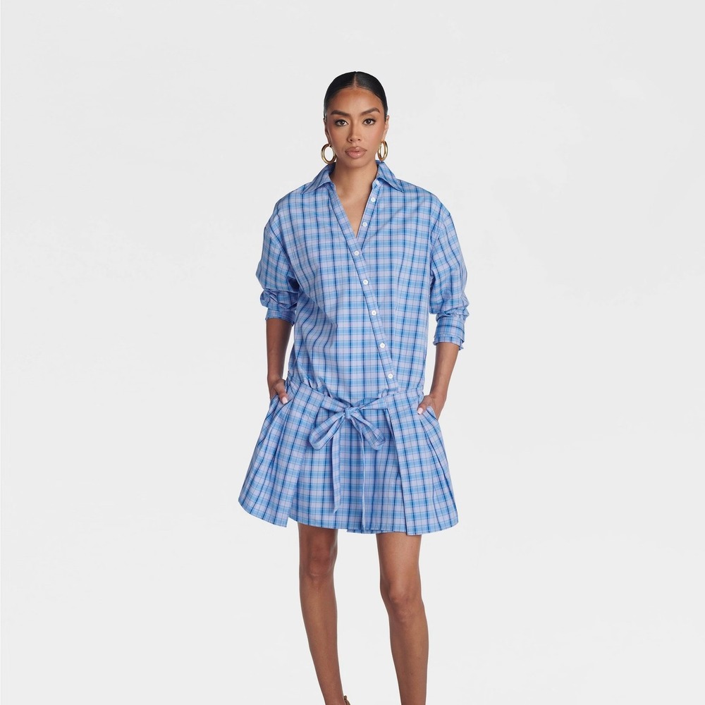 KBB by KAHLANA Target S Small The Apron Shirt Dress Mini ShirtDress Purple Plaid